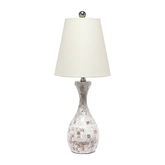 All the Rages Malibu Curved Mosaic Seashell Resin Table Lamp New Clearance