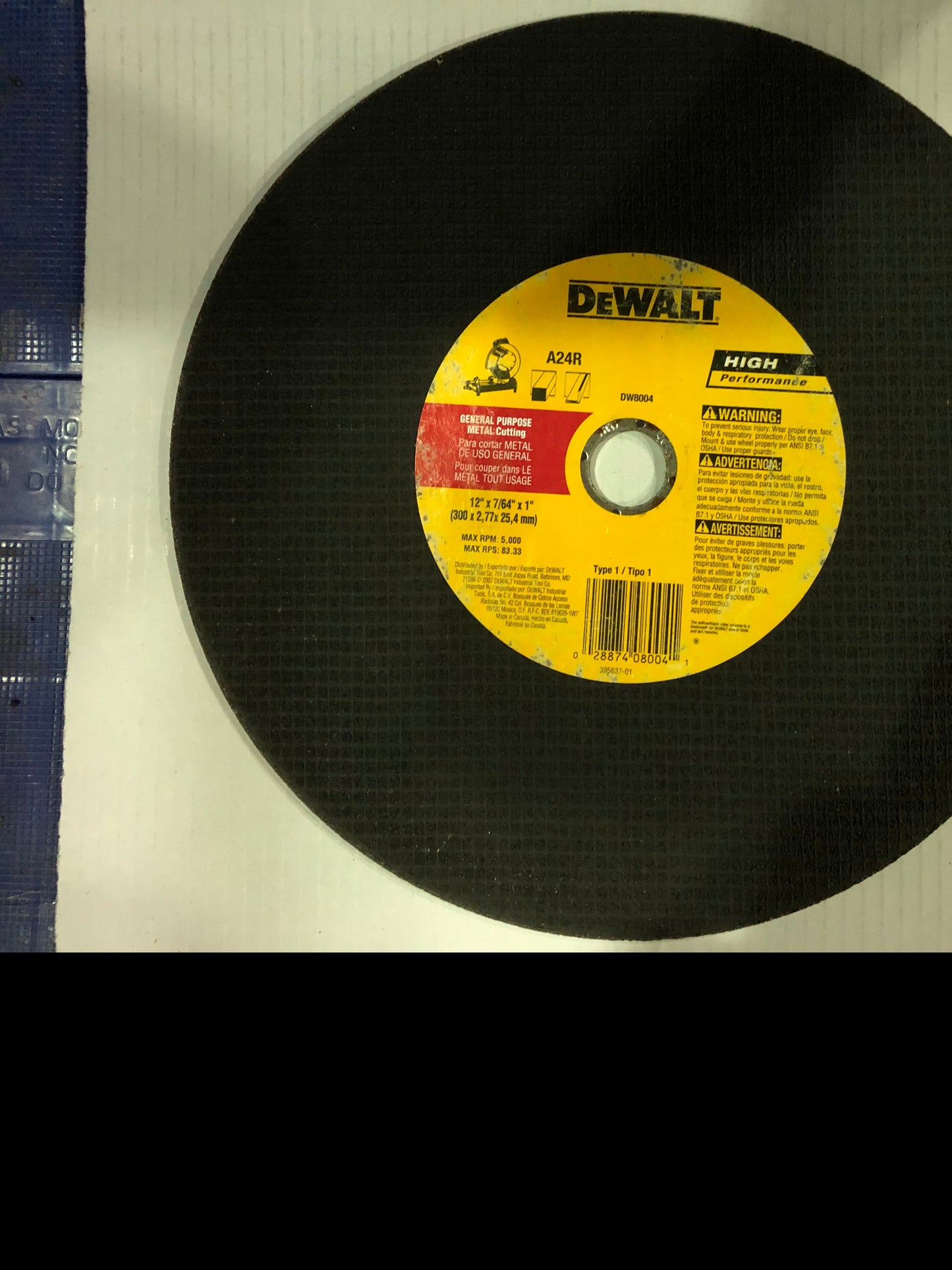 Cutoff Wheel Metal 12" Twelve Inch Dewalt High Performance