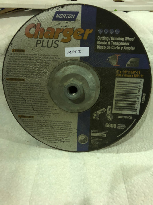 Norton Charger Plus 9" Nine Inch Metal Cutting and Grinding Disc 5/8" Arbor