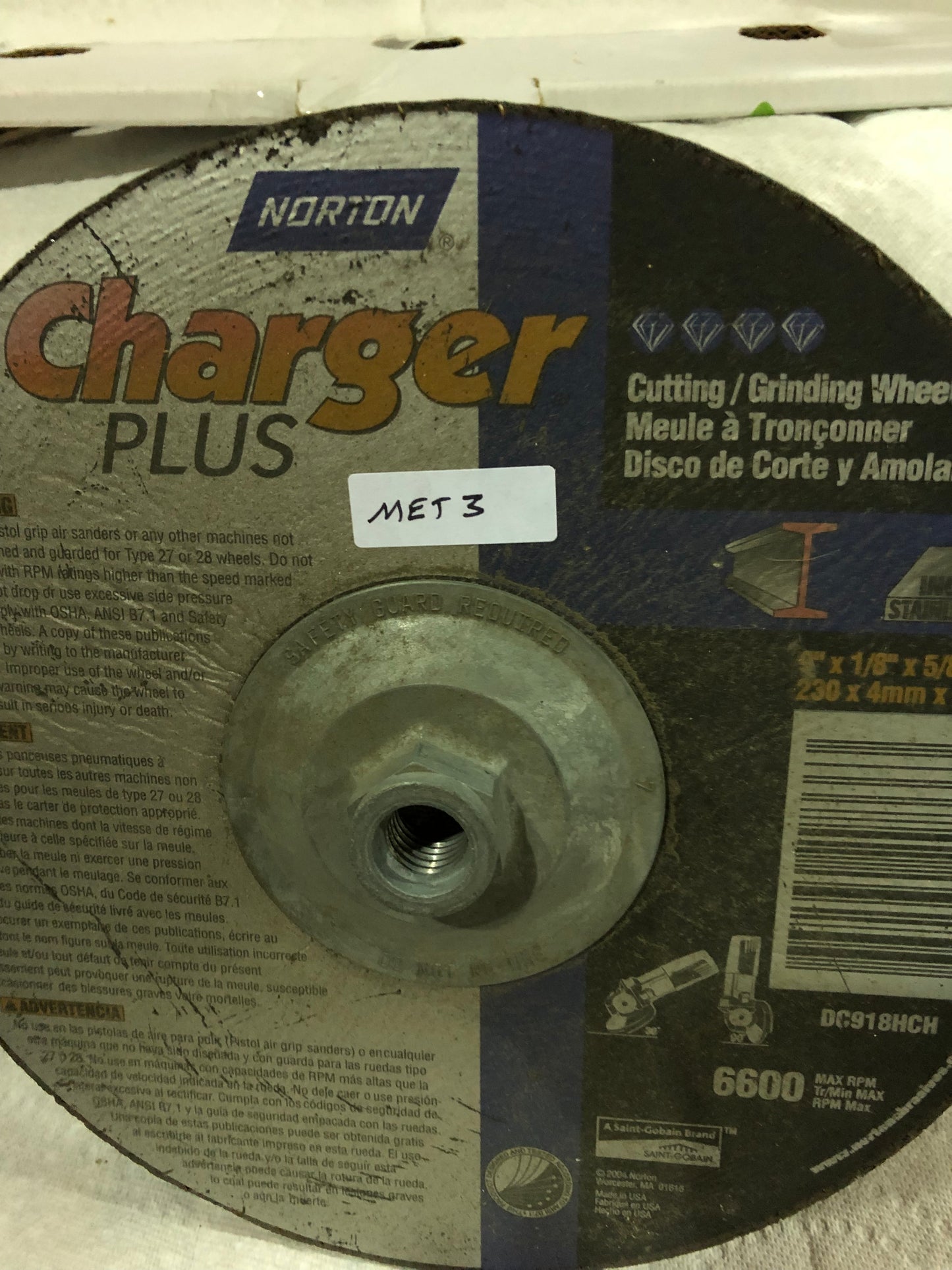 Norton Charger Plus 9" Nine Inch Metal Cutting and Grinding Disc 5/8" Arbor