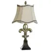 Style Craft COMONO SILVER Fleur De Lis Font & Bronze Fluted Pedestal Base with Unique Cut Designer Shade 29i