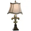 Style Craft COMONO SILVER Fleur De Lis Font & Bronze Fluted Pedestal Base with Unique Cut Designer Shade 29i