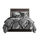 Vienna 6 Piece Printed Cotton Quilt Set with Throw Pillows Madison Park Black Full Queen